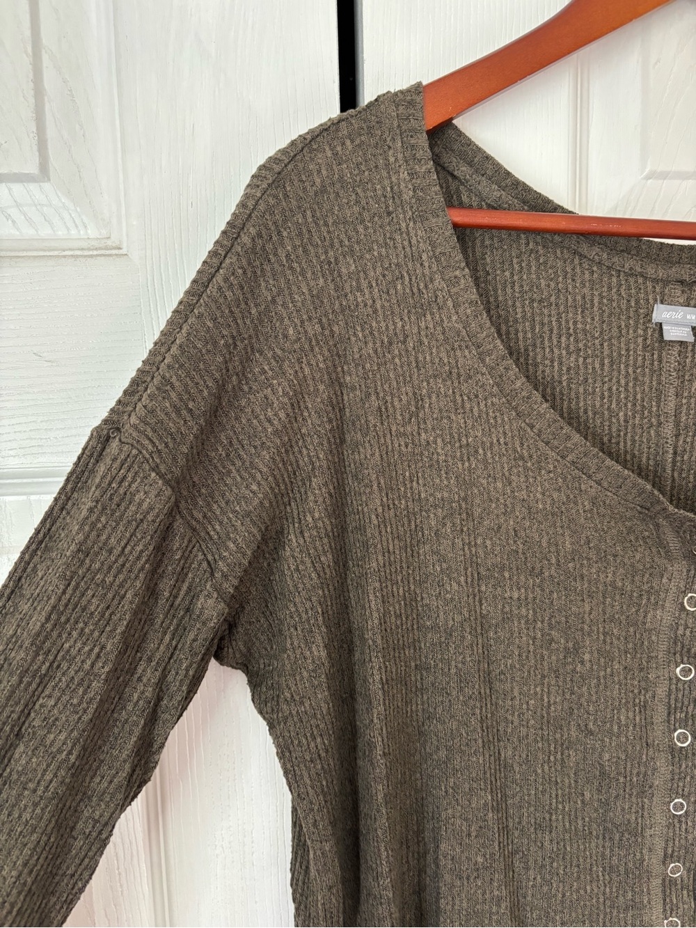 Aerie Ribbed Green Henley Style Romper Size Medium - Picture 7 of 11